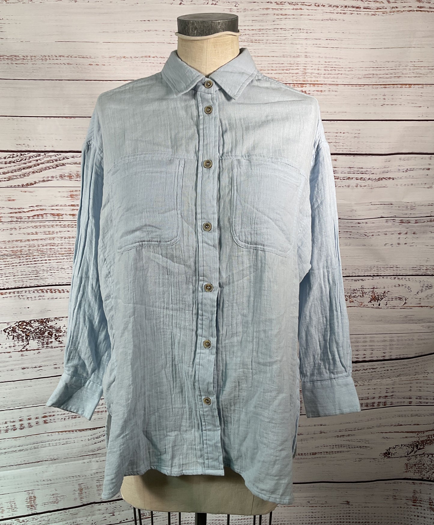 Current/Elliott Double Pocket Button Up Shirt Blue S