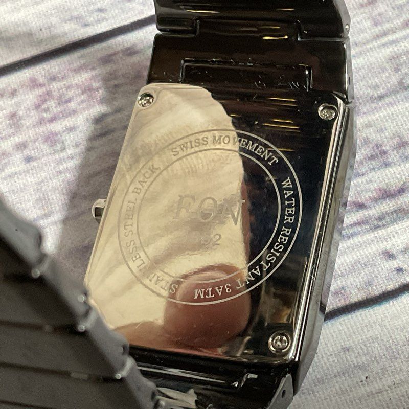EON 1962 Men's Black Diamond Black Dial Watch with Case- 8"