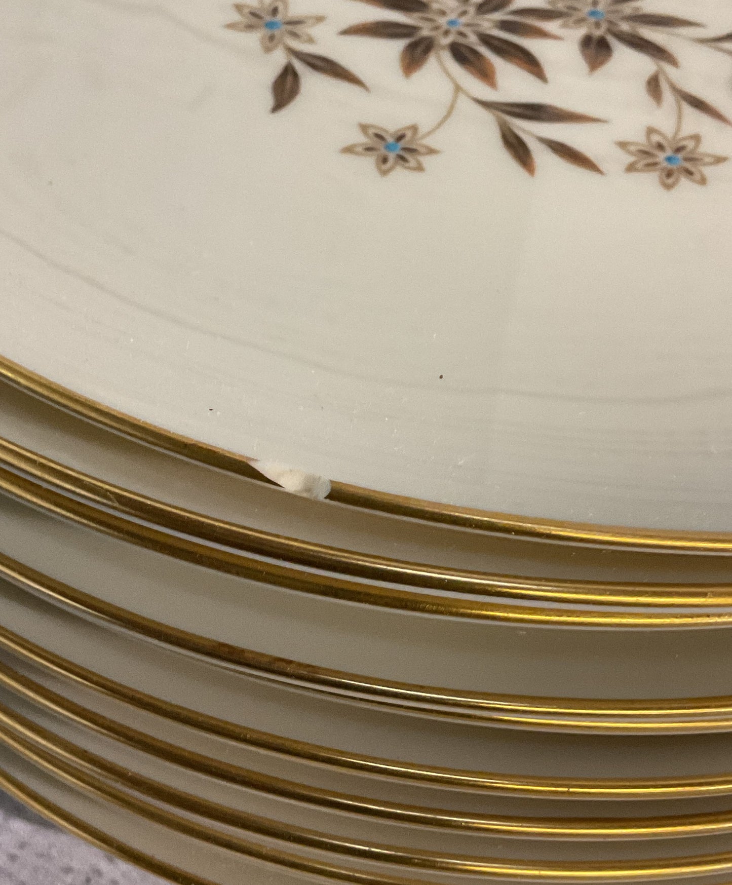 Lenox Porcelain Starlight Set of 12 Dinner Plates Cream
