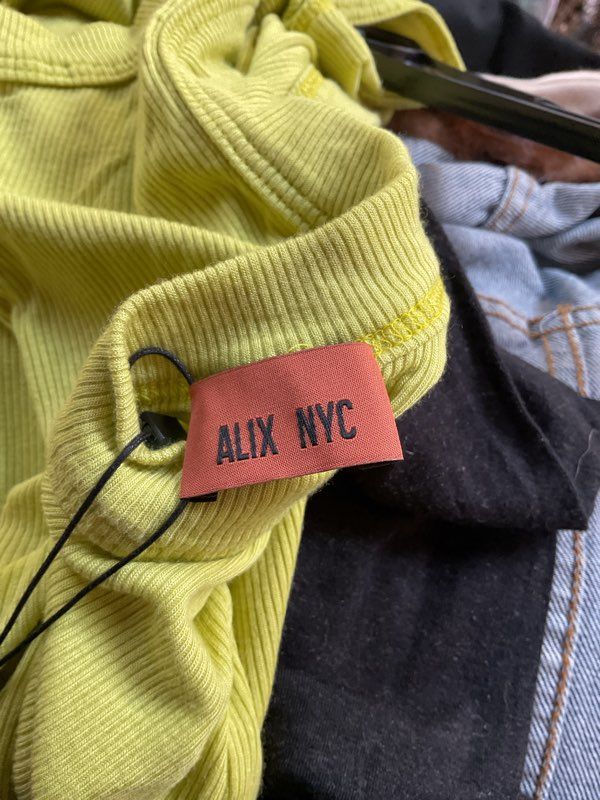 New ALIX NYC Paxton Ribbed Stretch-Modal Jersey Bodysuit Lime Green Size XS