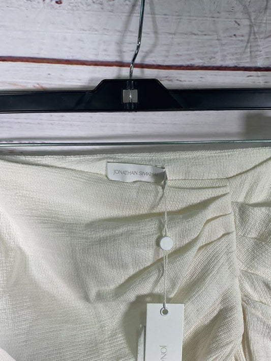 NWT Jonathan Simkhai Hayden Skirt Women's Ruffled Side Size 2 Cream