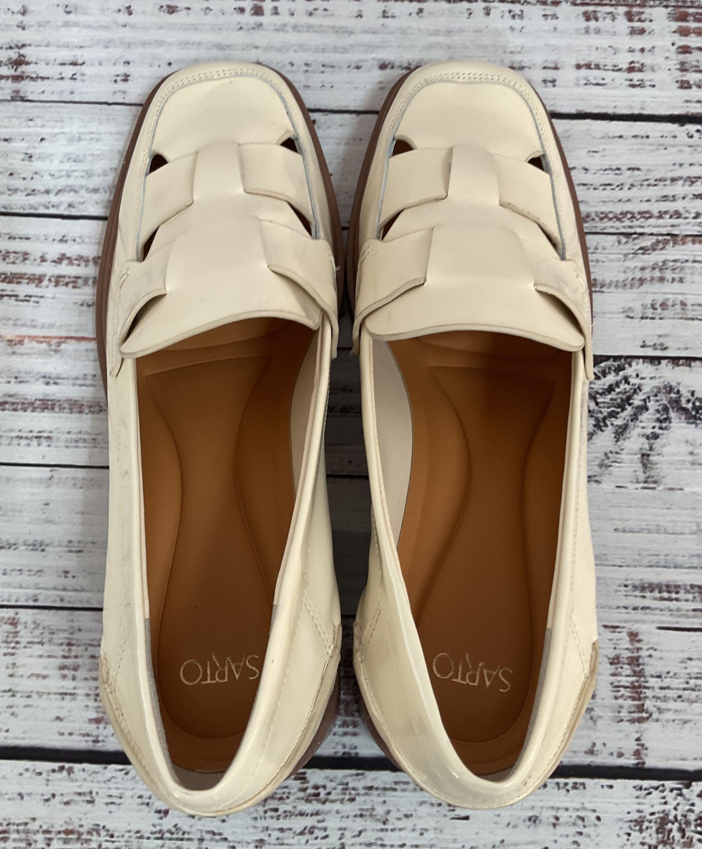 Franco Sarto Gene Women's Off White Leather Loafers Size 9.5