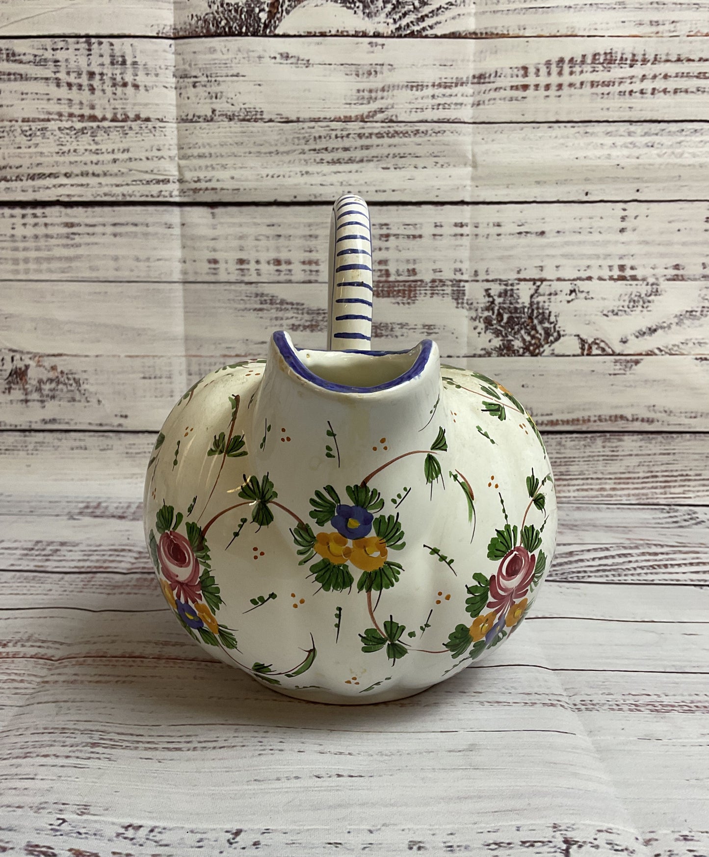 Floral Vintage Hand Made Italian Pitcher Signed