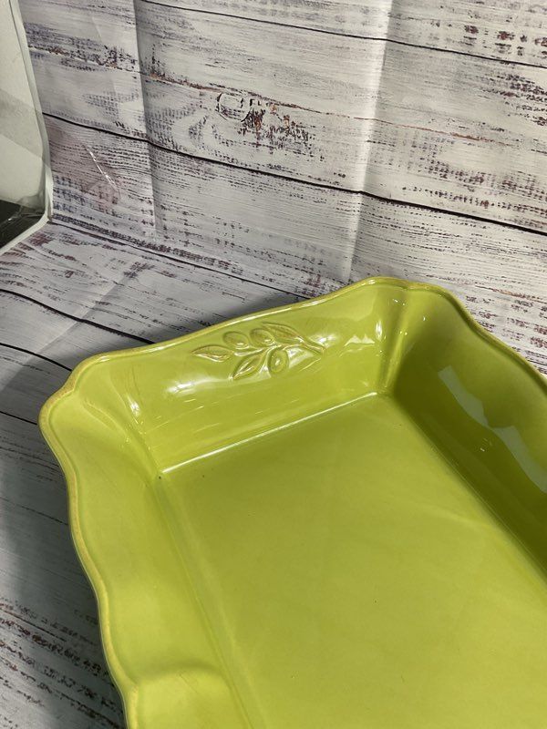 Arenito Stoneware Green Casserole Tray Made In Portugal 14.5" X 10.5"