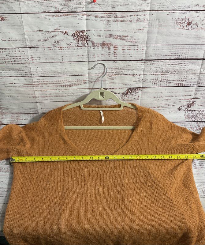 Free People Gossamer Sweater Orange Alpaca Blend Orange Deep V Neck Size XS
