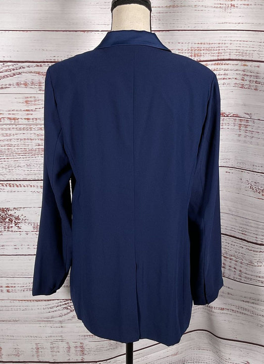 Diane von Furstenberg Vint Contrast Notch Lapel Blazer Navy Blue 12