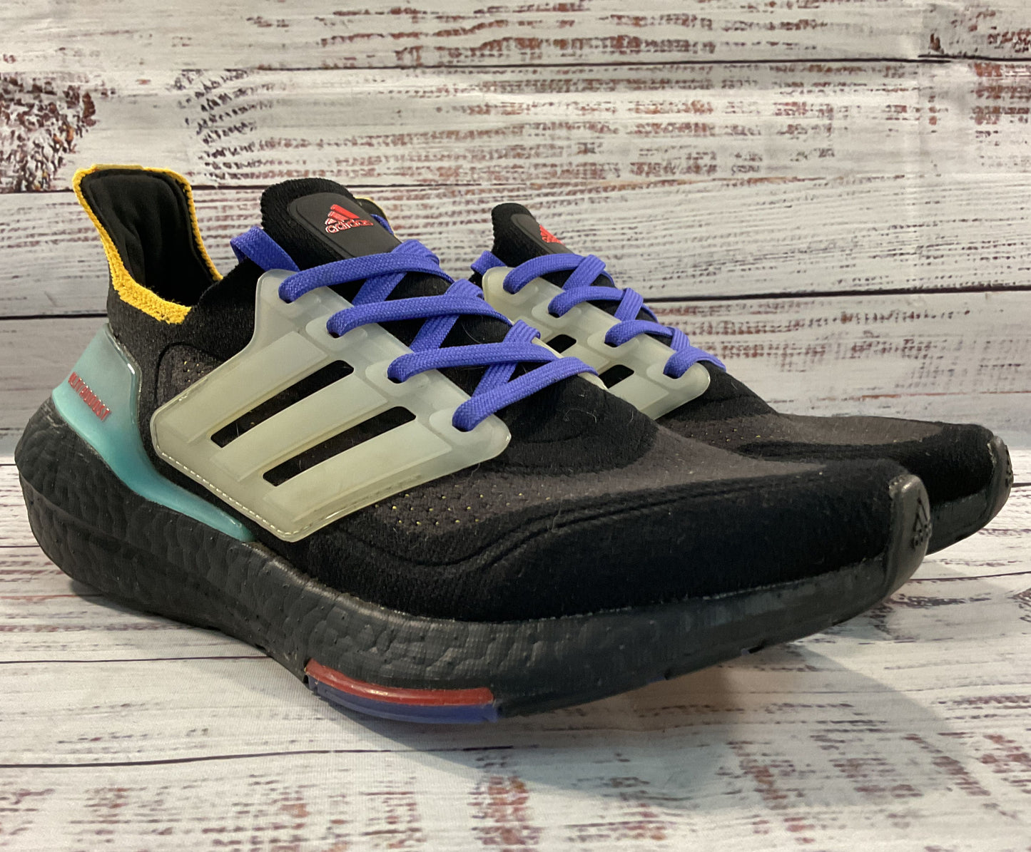 Adidas Ultraboost 21 J Black Pulse Aqua Boy's Sneakers Size 5.5 GX2561