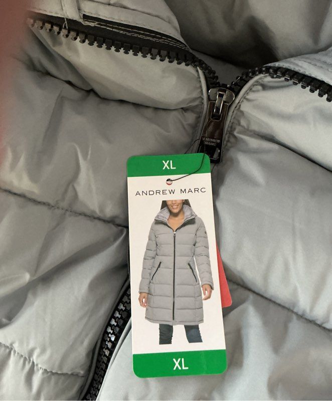 NWT Women's Andrew Marc Gray Puffer Coat Size XL