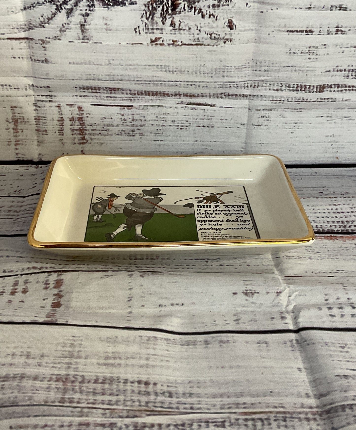Delano Studios Vintage Hang Rule XXIII Of Golf Perrier Water Ceramic Tray