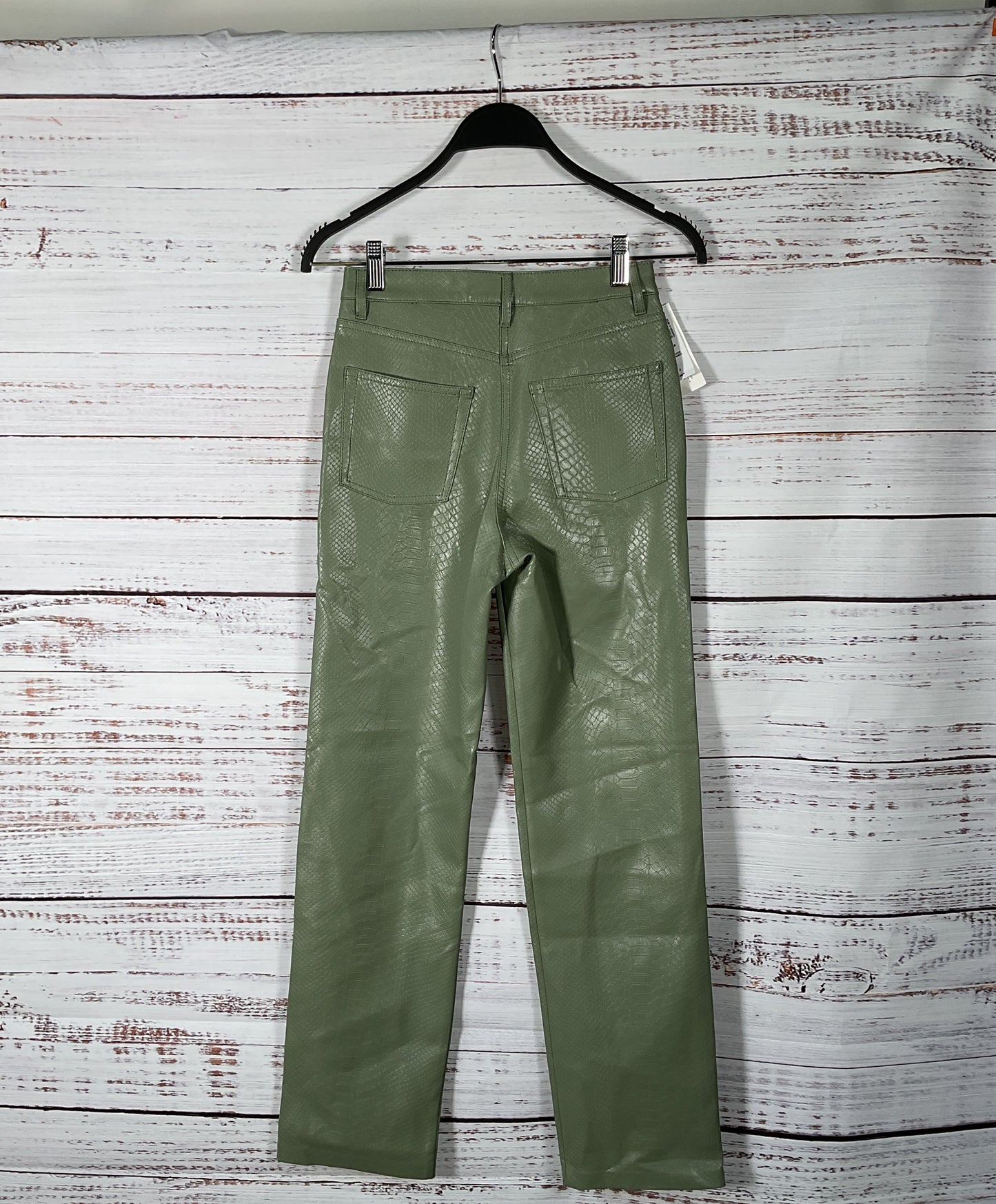 Wilfred Butter Sage High-Rise Straight Leg Faux-Croc 'Melina' Pant - Size 0 NWT