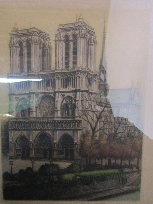 Notre-Dame Cathedral of Paris Print by Artist Pencil Signed