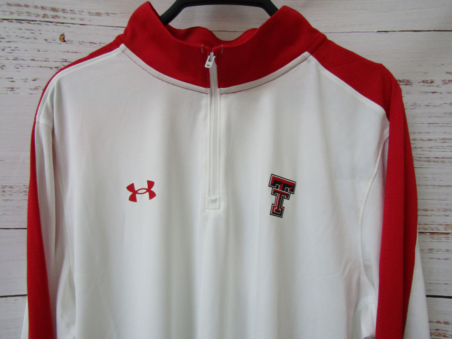 Under Armour Raider Texas Tech Men's White & Red 1/4 Zip Pullover Size XL
