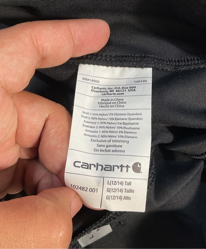CARHARTT Force Leggings Women's L 12/14 Tall Black Fitted Utility Yoga Pants