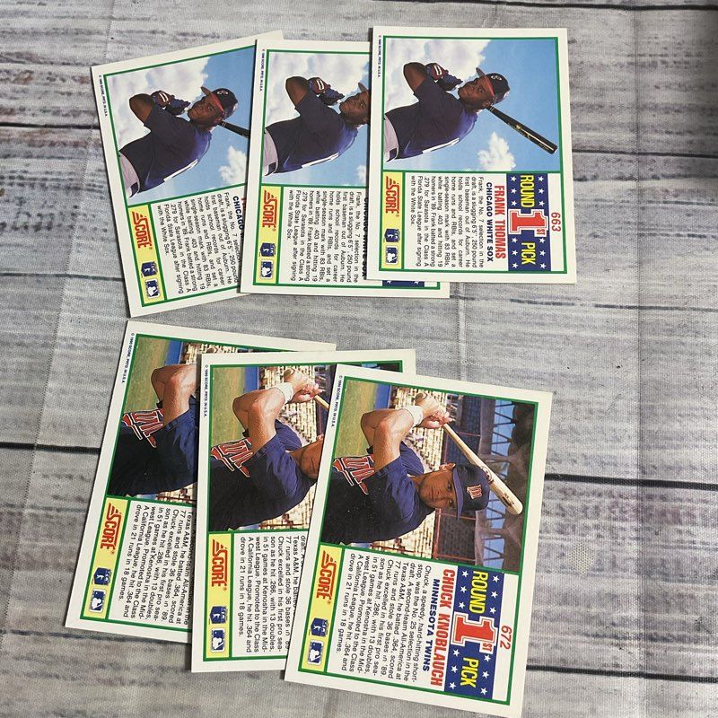 Lot Of 6 Score 1990 1st Round VTG Baseball Cards Frank Thomas 663 Knoblauch 672
