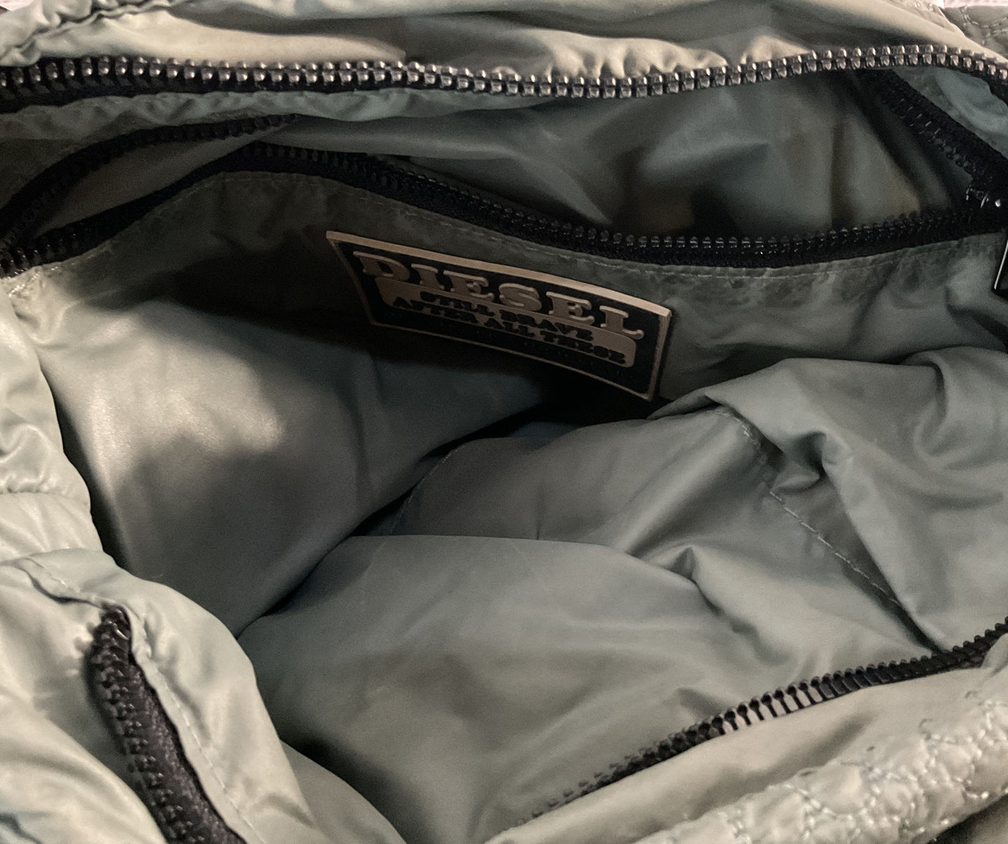 Diesel Vintage Quilted Textured Top Handle Tote Bag Green