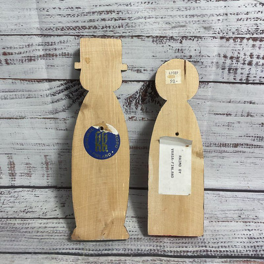 Pair Of Kalevala Koru Hand Painted Wooden Figurines Finnish Folk Art
