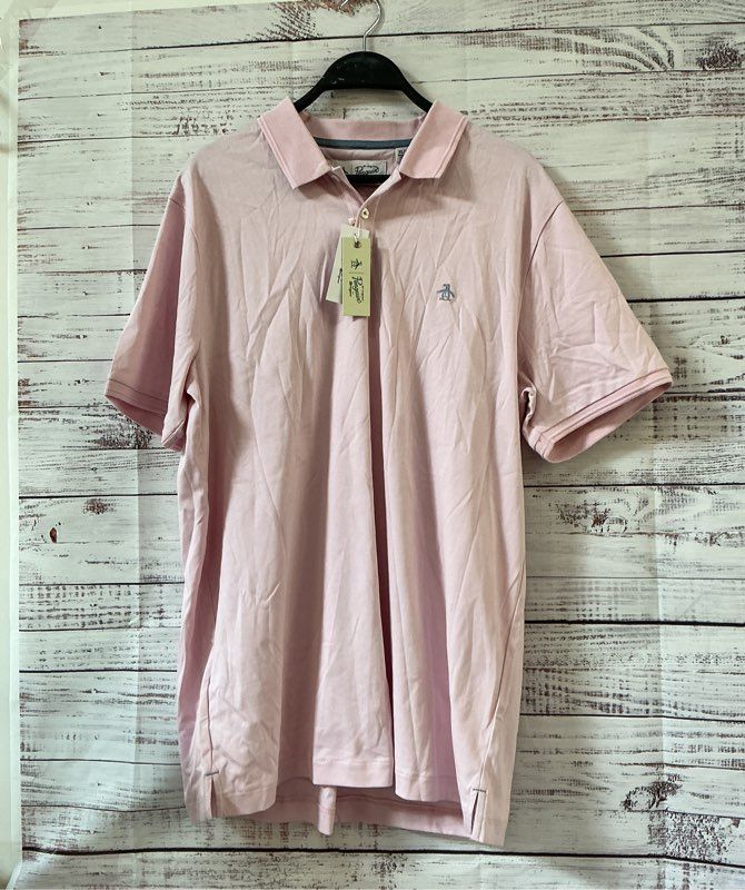 NWT Men's Penguin Polo Shirt Pink Size XL