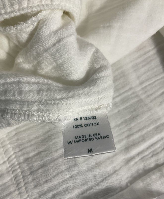 Xirena Women's White Drawstring Lounge Elastic Cotton Pants Size M