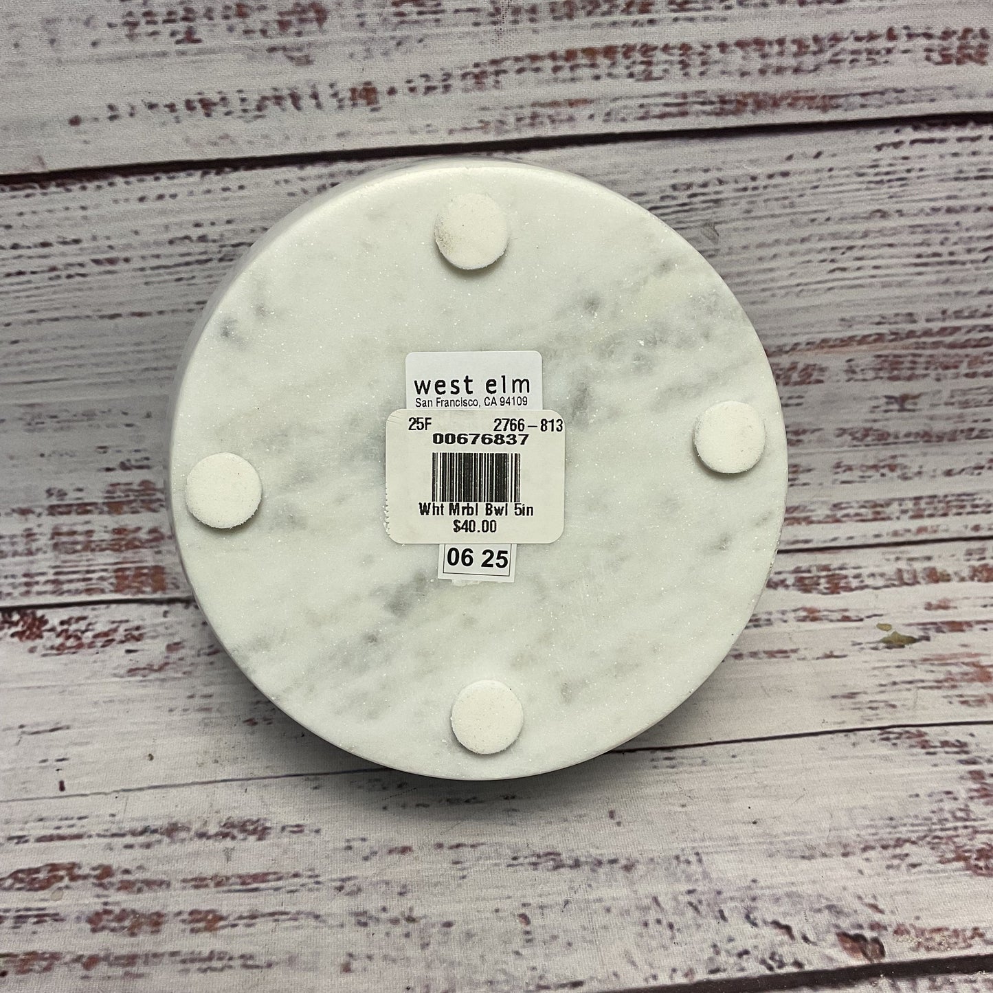 West Elm Foundations White Marble Small Trays / Bowls 5" New