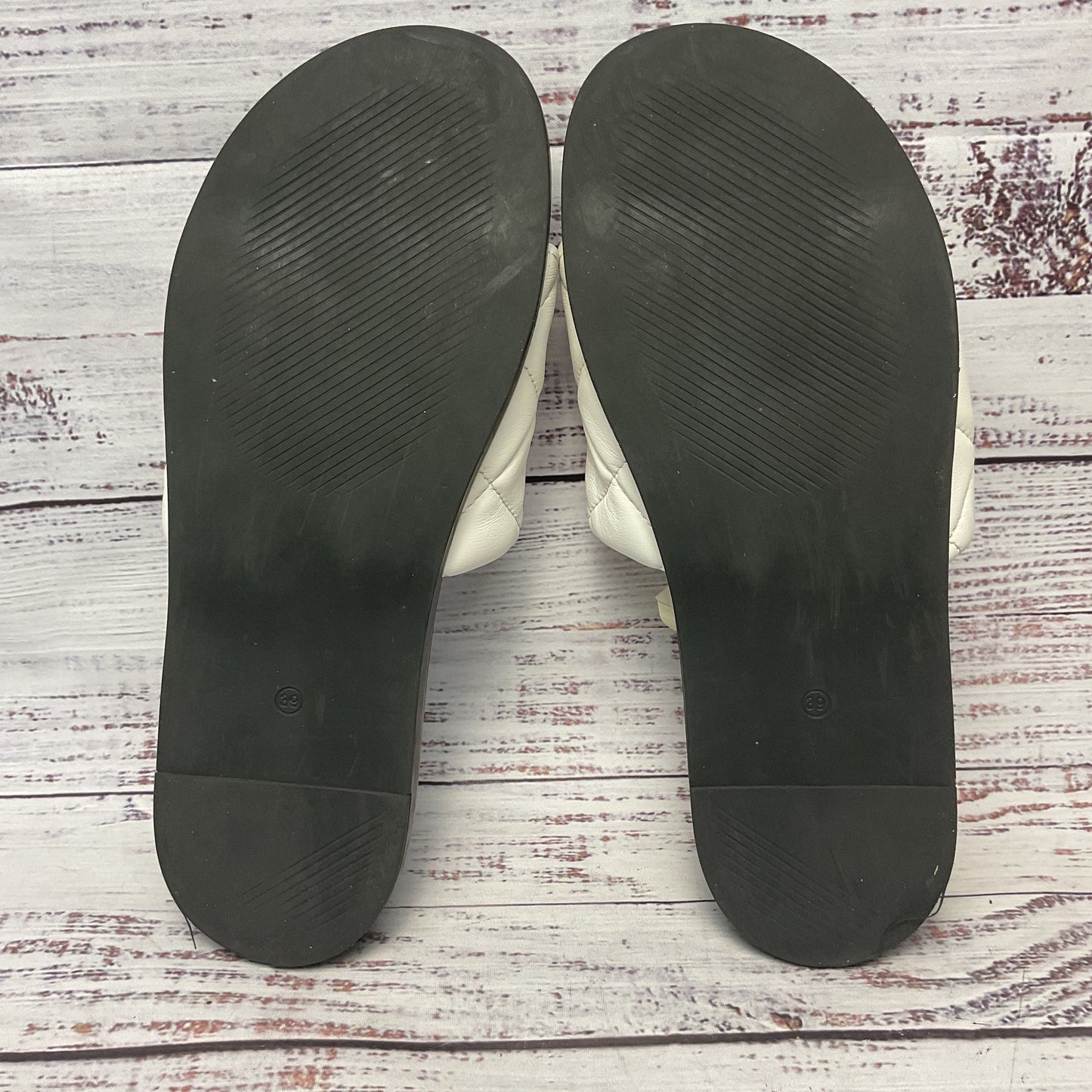 Avellini White Leather Slides Sandal Slipper Women 8.5