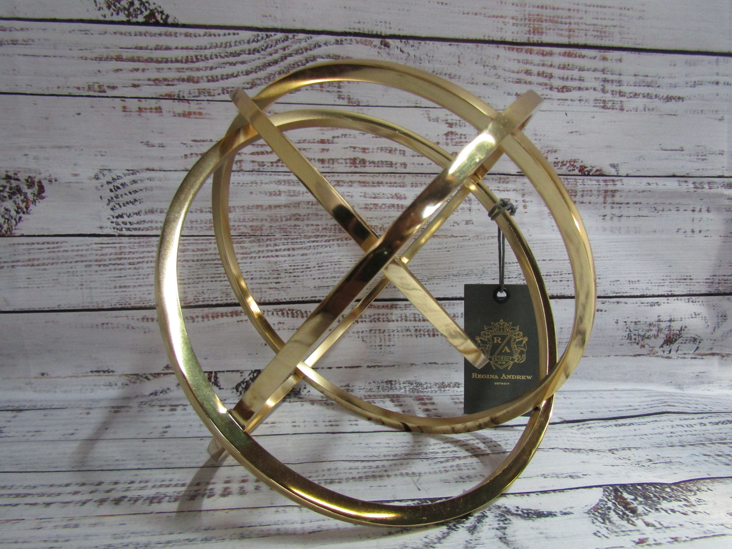 Regina Andrews Ellipse Modernist Brass Sphere Tabletop Decor