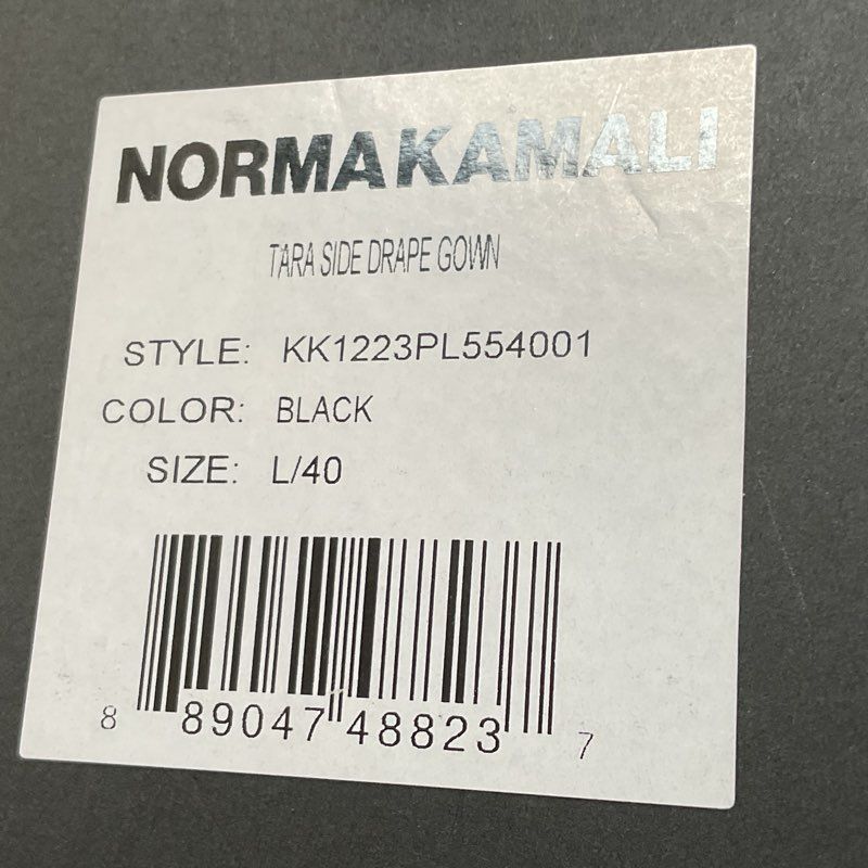 NWT NORMA KAMALI Women's Black Tara Side Drape Gown w/ Built-In Underwear- SZ L