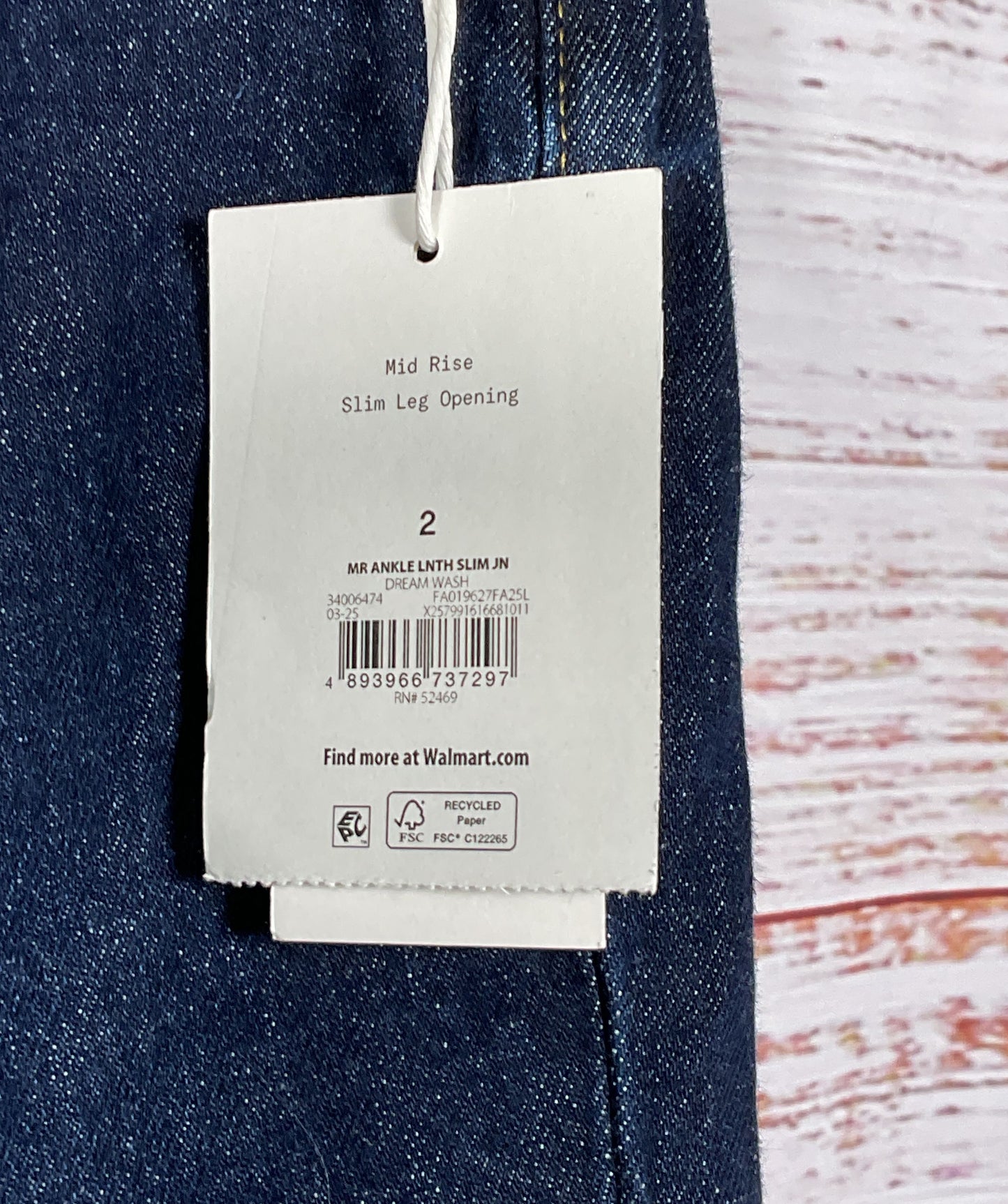 Free Assembly Mid Rise Slim Leg Jeans Blue 2