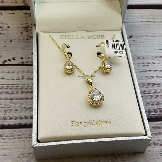 NEW STELLA ROSE London Gold Plated CZ Necklace & Earring Set