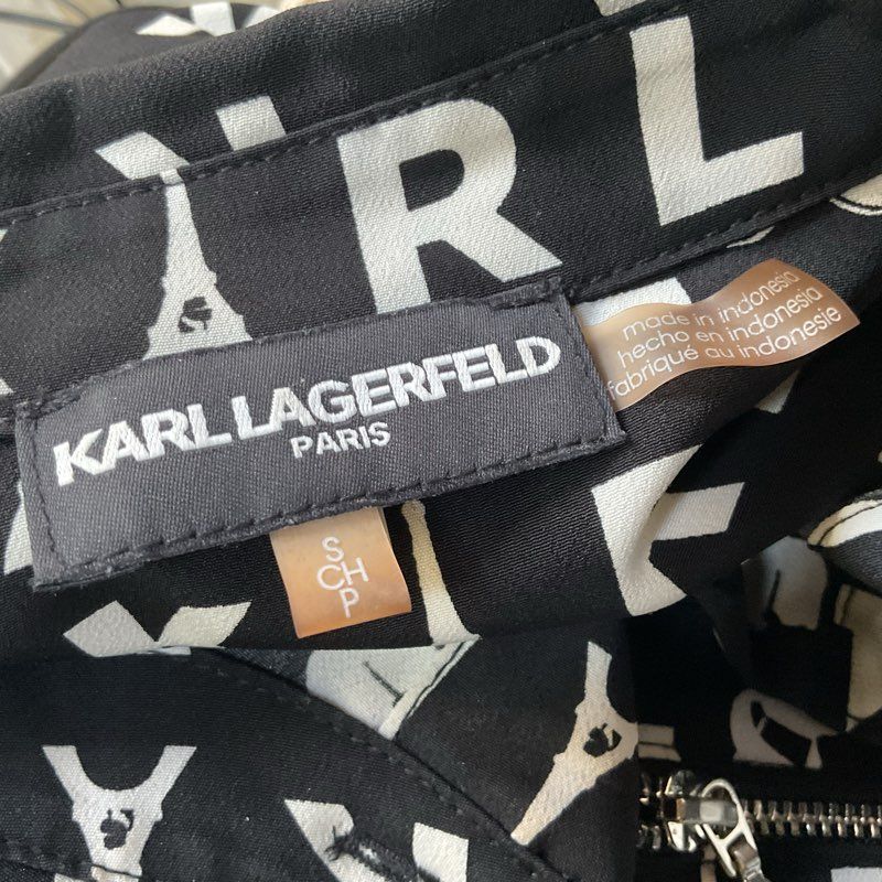 KARL LAGERFELD Monogram Waist-Tie Shirt- SZ S