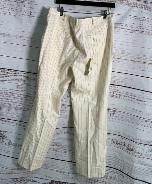 NWT Women's Faconnable White Pinstripe Pants Size 14 Retail $295