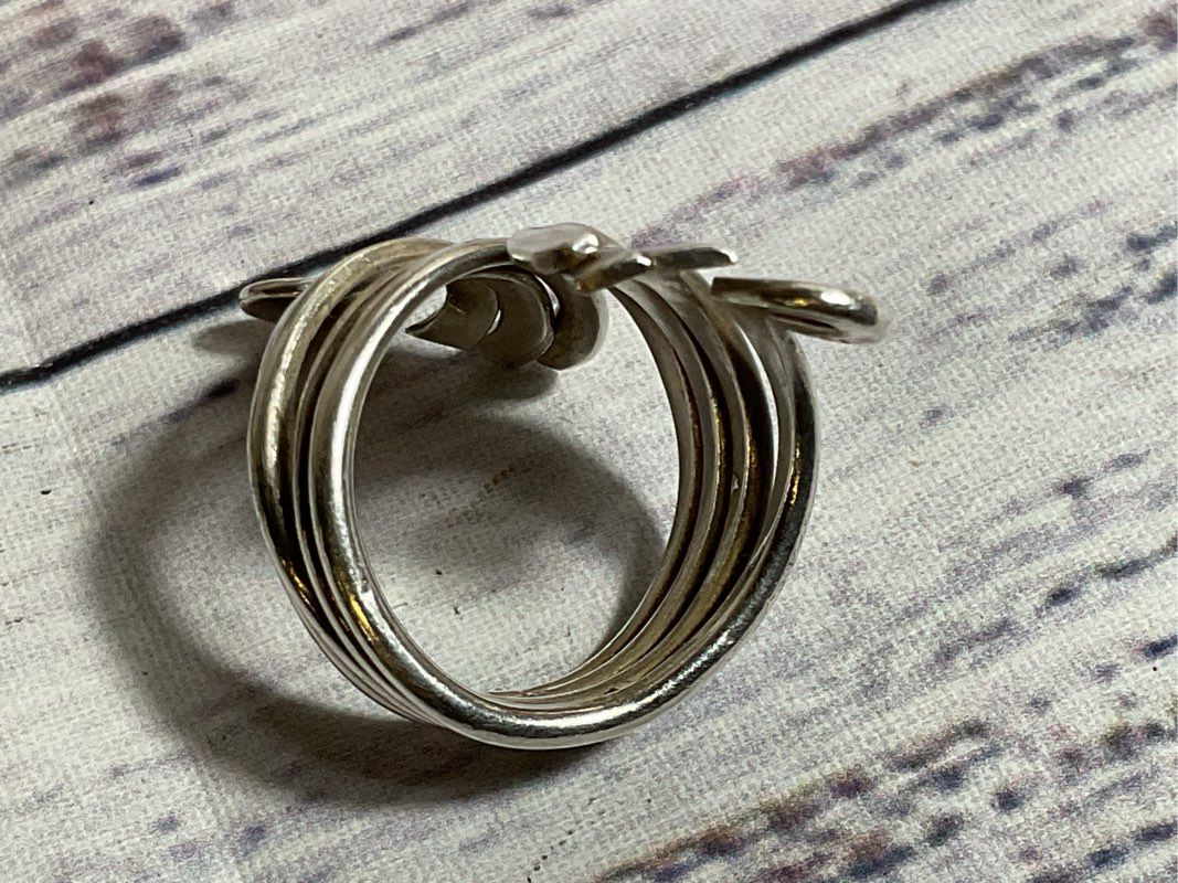 VTG. Mid Century Modernist Sterling Silver Swirl Statement SZ 7.25 Ring- 10.84g