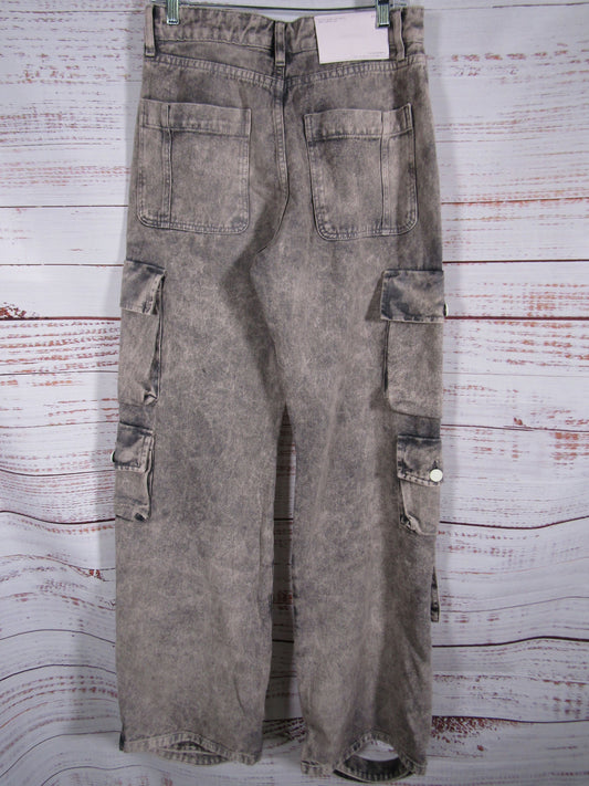 Undergold Women's Washed Brown Multi-Pocket Cargo Jeans Size L