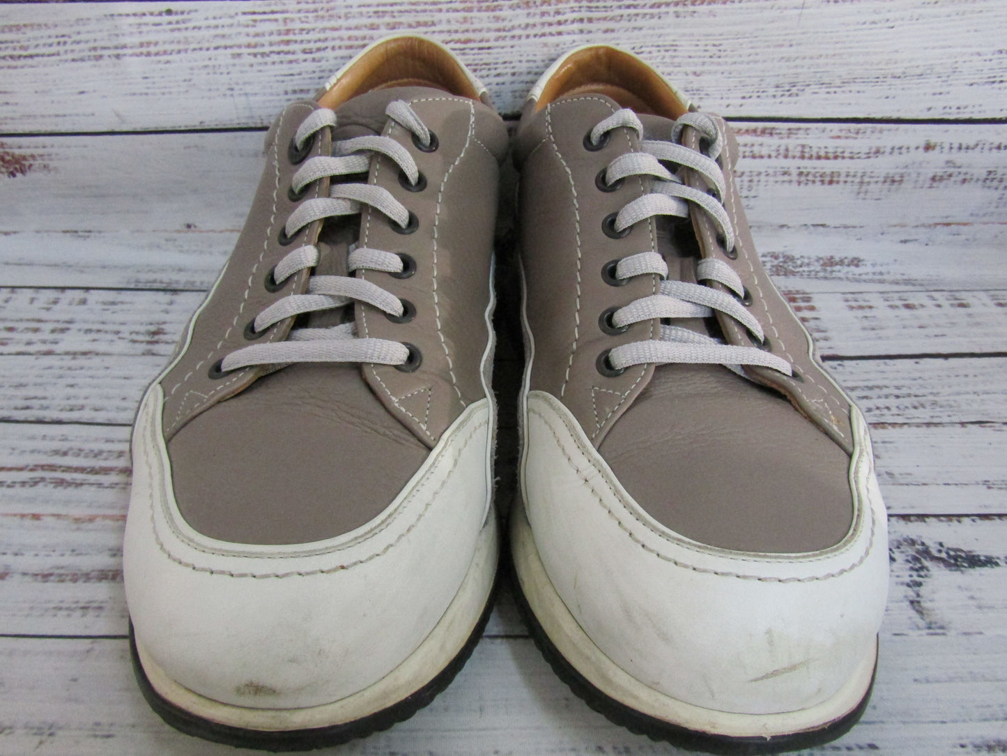Giorgio Armani Men's Gray Low Top Leather Sneaker Size 8 Made in Italy