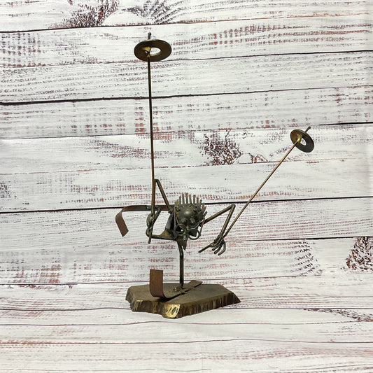 Man With Glasses Skiing Steel Welded Sculpture Art Sculpture