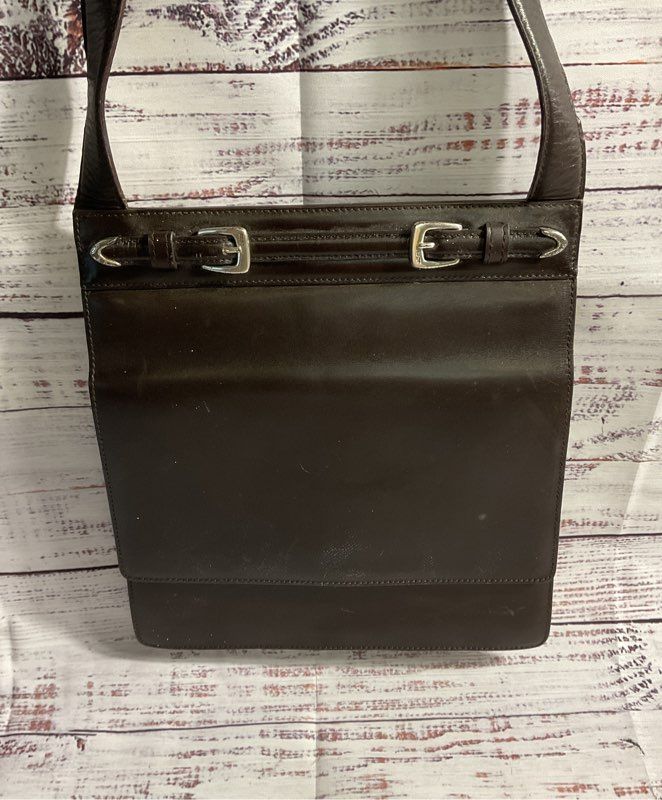 Vintage Ralph Lauren Women's Dark Brown Leather Satchel Shoulder Bag