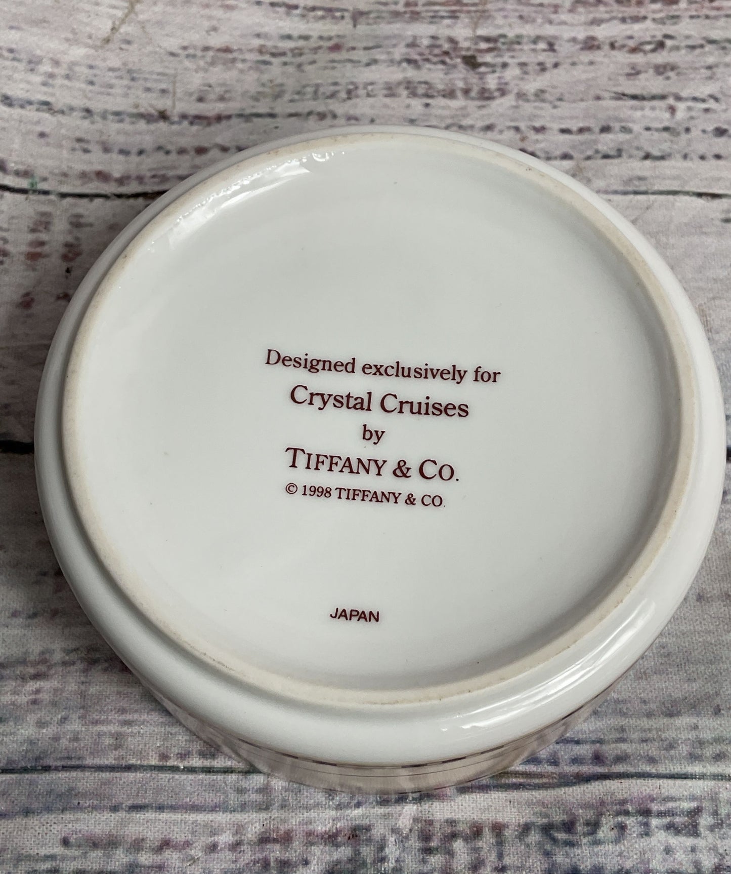 Tiffany & Co. Crystal Cruises Symphony 1999 Vintage Trinket Box Beige