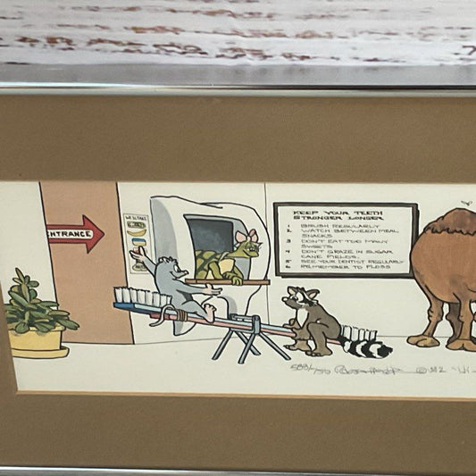 COA Signed ROBERT MARBLE "High-Tech Tooth Dr." Lithograph- FRAMED 38.5" X 10"