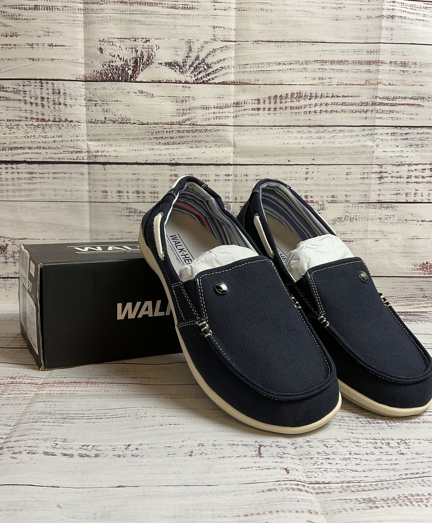 Walk Hero Navy Blue Slip-On Casual Shoe Comfort and Support Women 10