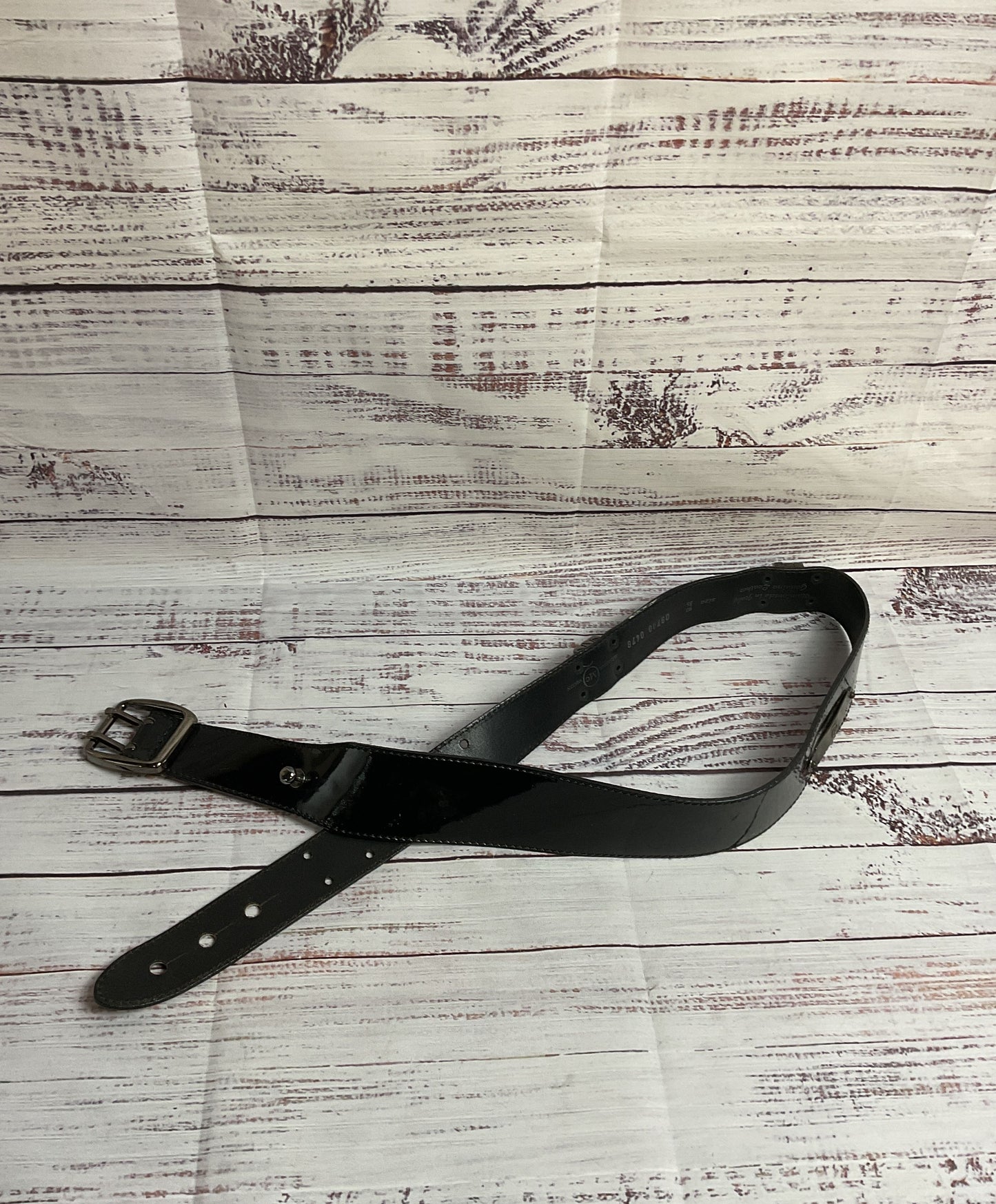 VTG Alexander McQueen Black Patent Leather Belt - Size 36