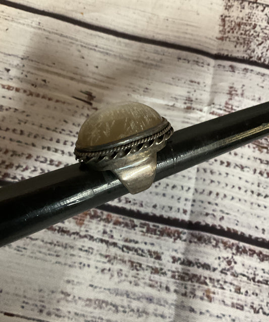 Sterling Silver Vintage size 8 Ring Large Smokey Quartz