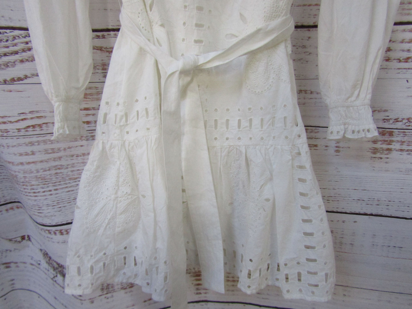 Rails Saylor Women's White Long Sleeve Tied Belt Dress Size XXS