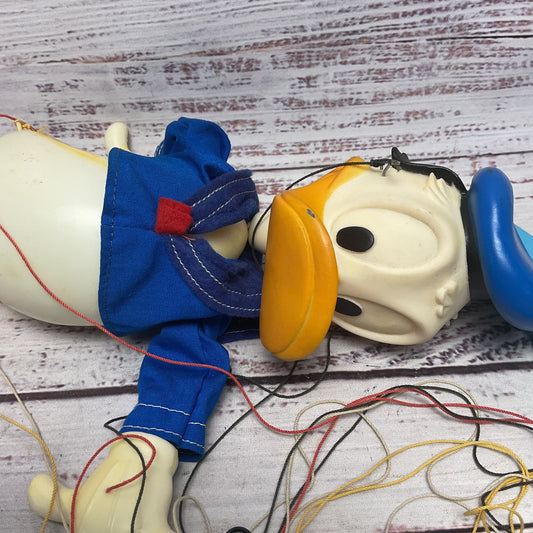 Walt Disney Production Donald Duck Plastic Marionette Puppet 1977 9"