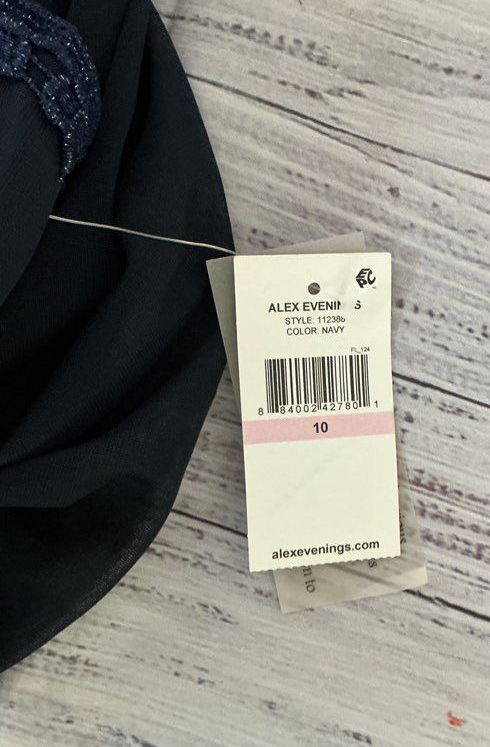 NWT Women's Alex Evenings Navy Blue Formal Dress Size 10