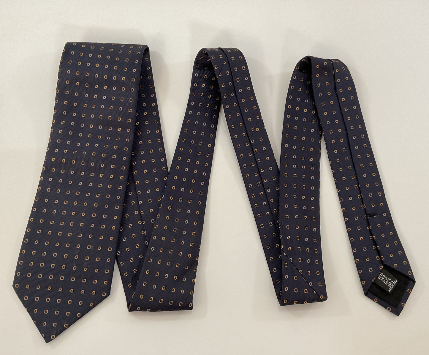 Automobili Lamborghini Men's Navy Blue Square Print Silk Tie Made in Italy