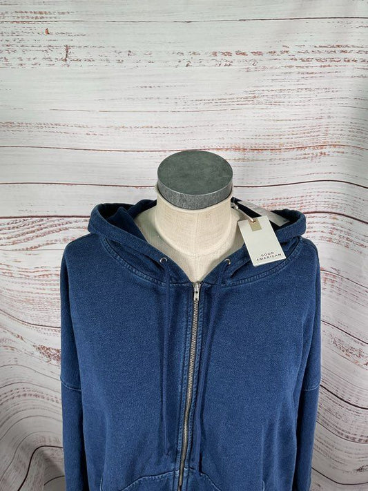 NEW Good American Women's Zip Up Indigo Blue Hoodie Size 2XL/3XL