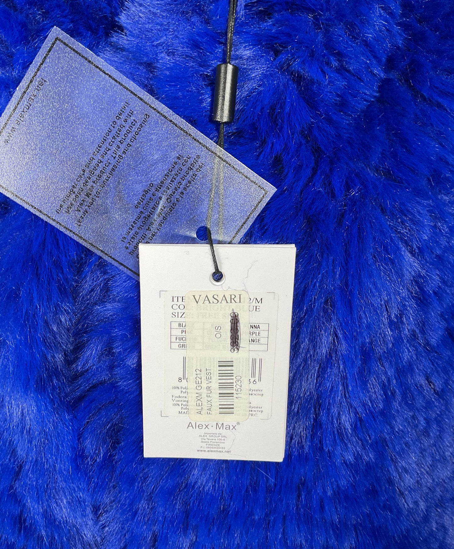 Alex Max Fuzzy Vest Bright Blue OS