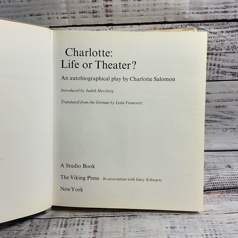 VTG. 80s Charlotte: Life Or Theater? Play By Charlotte Salomon Hardcover