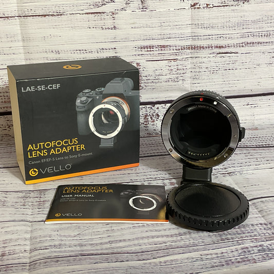 NEW VELLO LAE-SE-CEF Autofocus Lens Adapter- Canon EF/EF-S Lens to Sony E-Mount