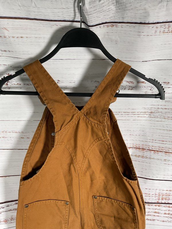 Carhartt Bib Overalls Size 7 Brown Duck Canvas Double Knee Youth