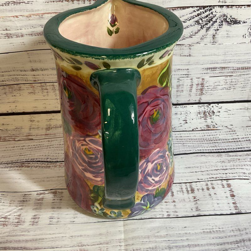 LESAL Ceramics Handcrafted Floral Pitcher- 8.5"